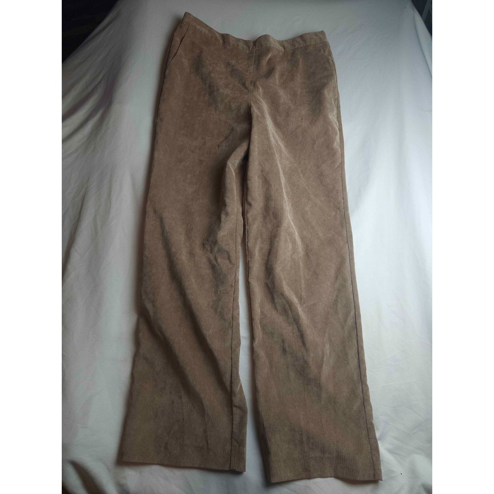 Alfred Dunner Corduroy Pants Womens Size 12 Tan Trousers Pull On Stretch Comfort